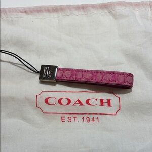 Coach Pink Signature Strap Keychain